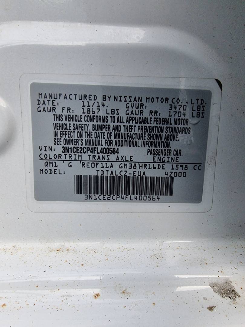 2015 NISSAN VERSA NOTE — 165166 Miles — Lot 69608794 — Ind. 12 - Marhaba Auctions Used Cars - Image 9