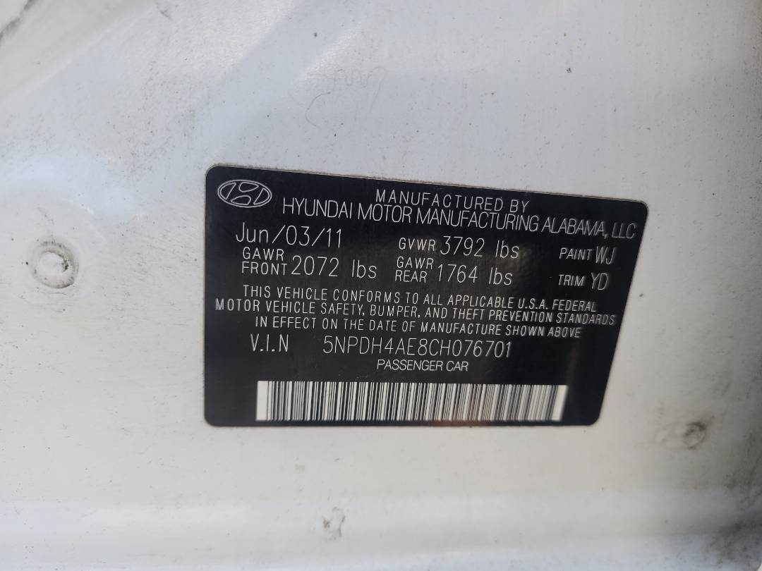 2012 HYUNDAI ELANTRA — 136028 Miles — Lot 37368866 - Marhaba Auctions Used Cars - Image 3