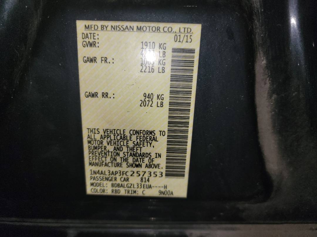 2015 NISSAN ALTIMA — 222352 Miles — Lot 37679132 - Marhaba Auctions Used Cars - Image 9