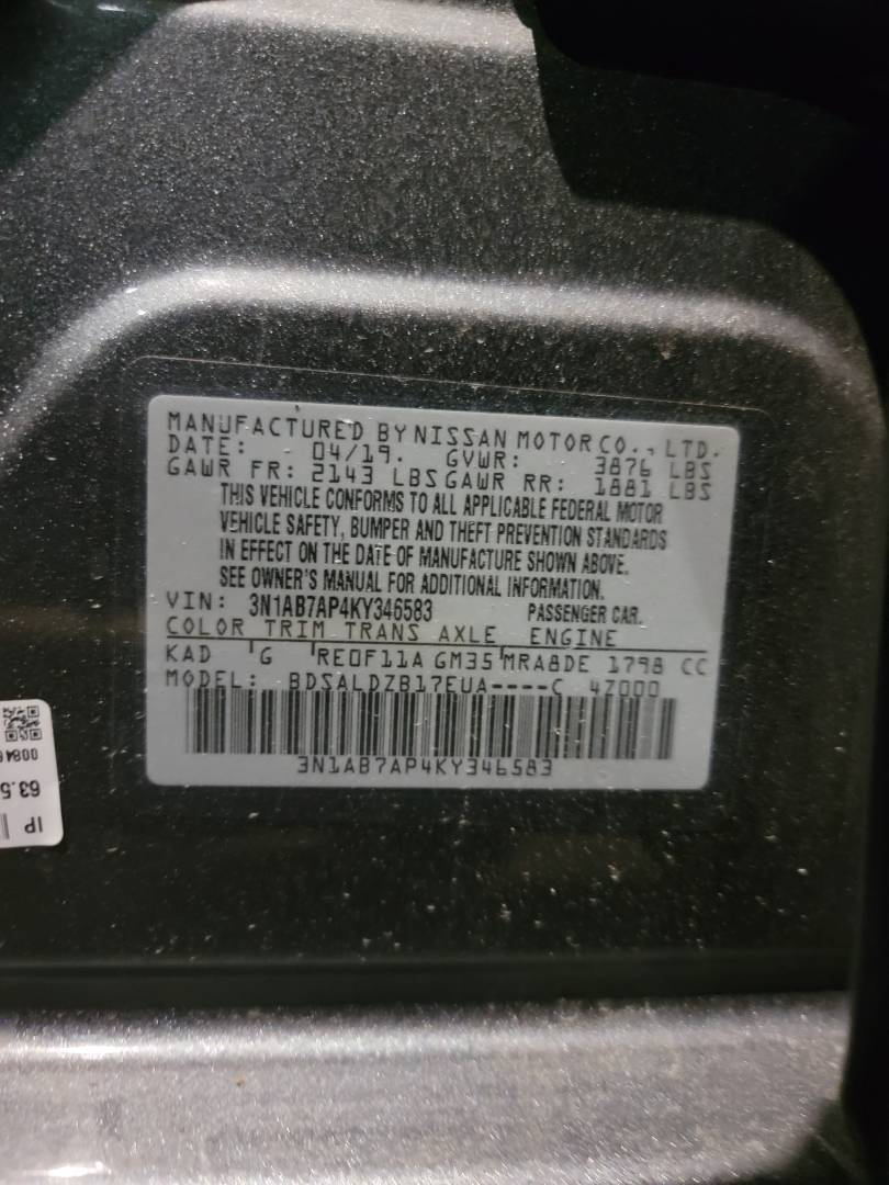 2019 NISSAN SENTRA — 126675 Miles — Lot 3164840 — Main - Marhaba Auctions Used Cars - Image 9