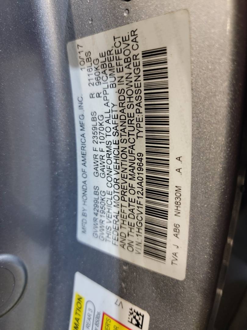 2018 HONDA ACCORD — 28191 Miles — Lot A019649 — Main - Marhaba Auctions Used Cars - Image 9