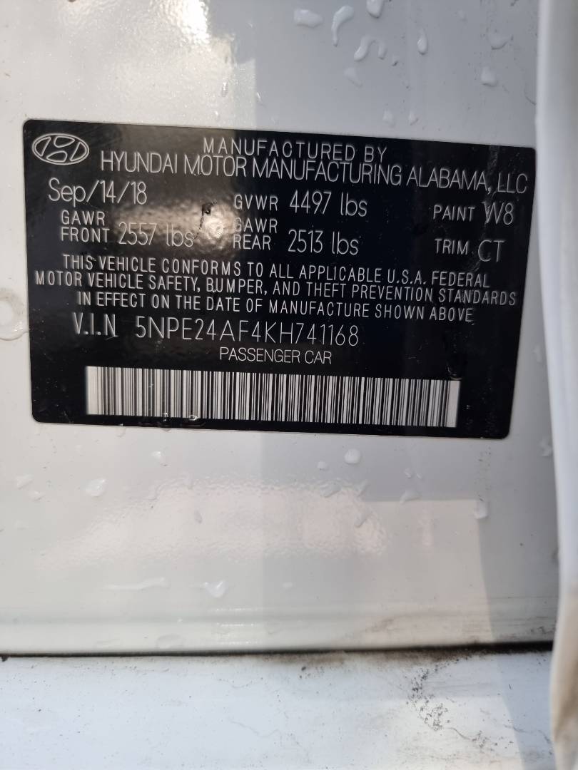 2019 HYUNDAI SONATA — 88689 Miles — Lot 215478 — Ind. 12 - Marhaba Auctions Used Cars - Image 9