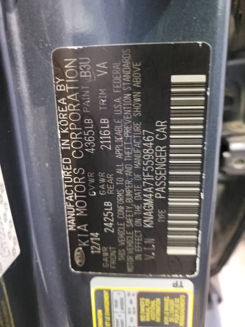 2015 KIA OPTIMA — 185980 Miles — Lot F5598467 — Main - Marhaba Auctions Used Cars - Image 10