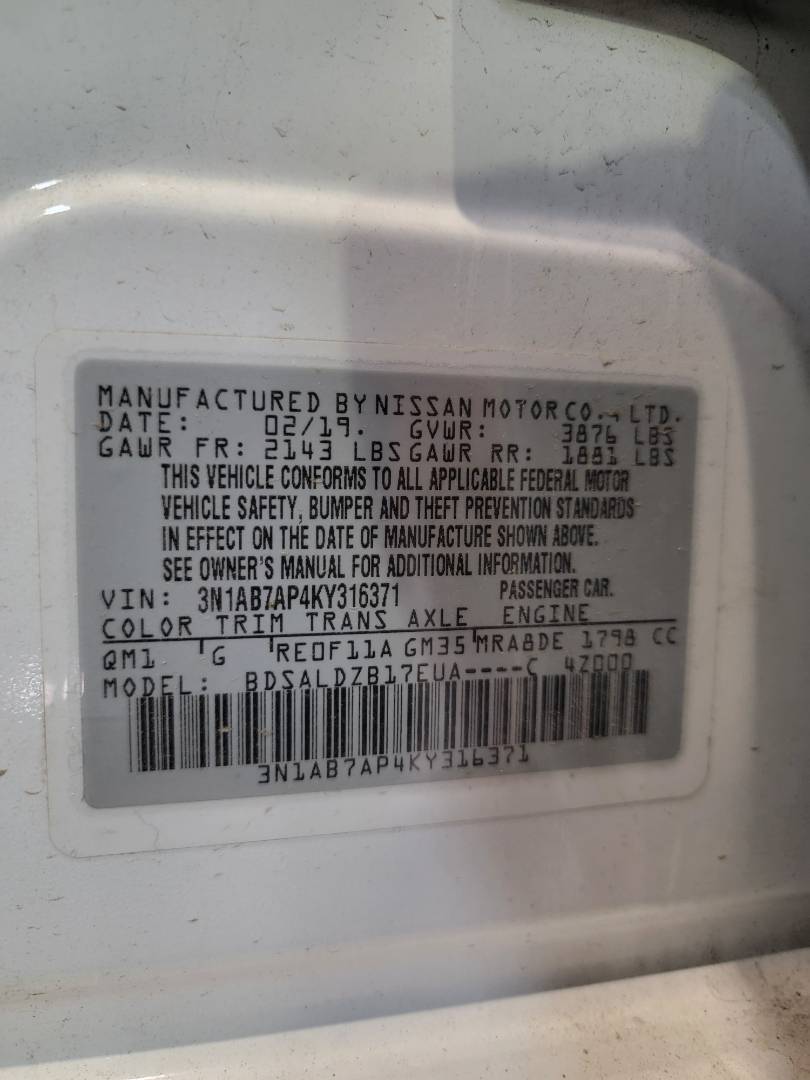 2019 NISSAN SENTRA — 93215 Miles — Lot 80032753 - Marhaba Auctions Used Cars - Image 9