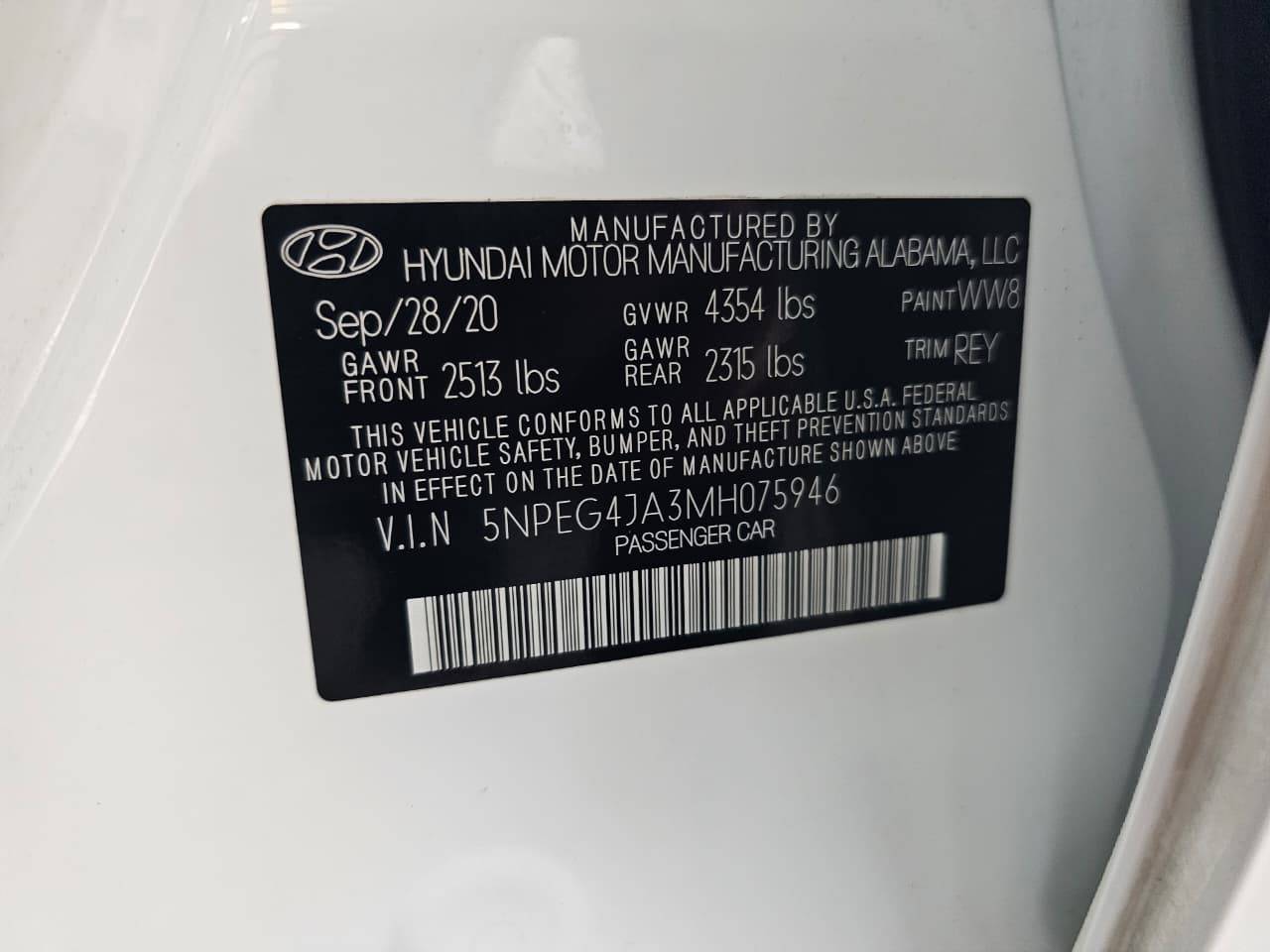 2021 HYUNDAI SONATA — 93300 KM — Lot H075946 — Main - Marhaba Auctions Used Cars - Image 9