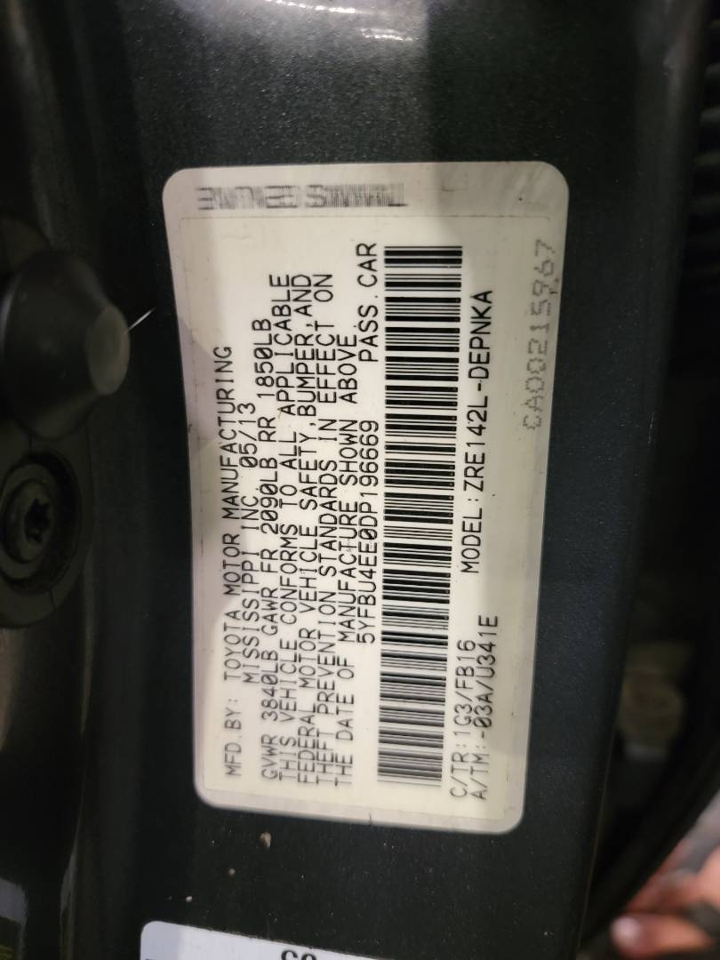 2013 TOYOTA COROLLA — 140680 Miles — Lot P196669 — Main - Marhaba Auctions Used Cars - Image 9