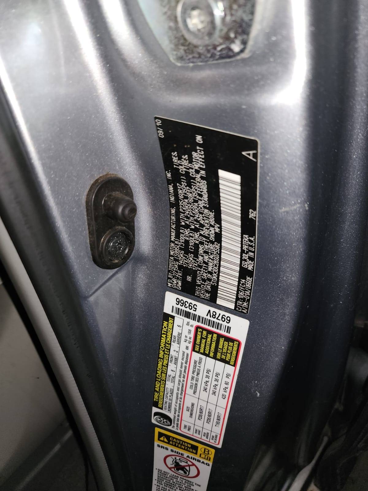 2011 TOYOTA SIENNA — 166832 Miles — Lot 93535415 — Souq - Marhaba Auctions Used Cars - Image 9