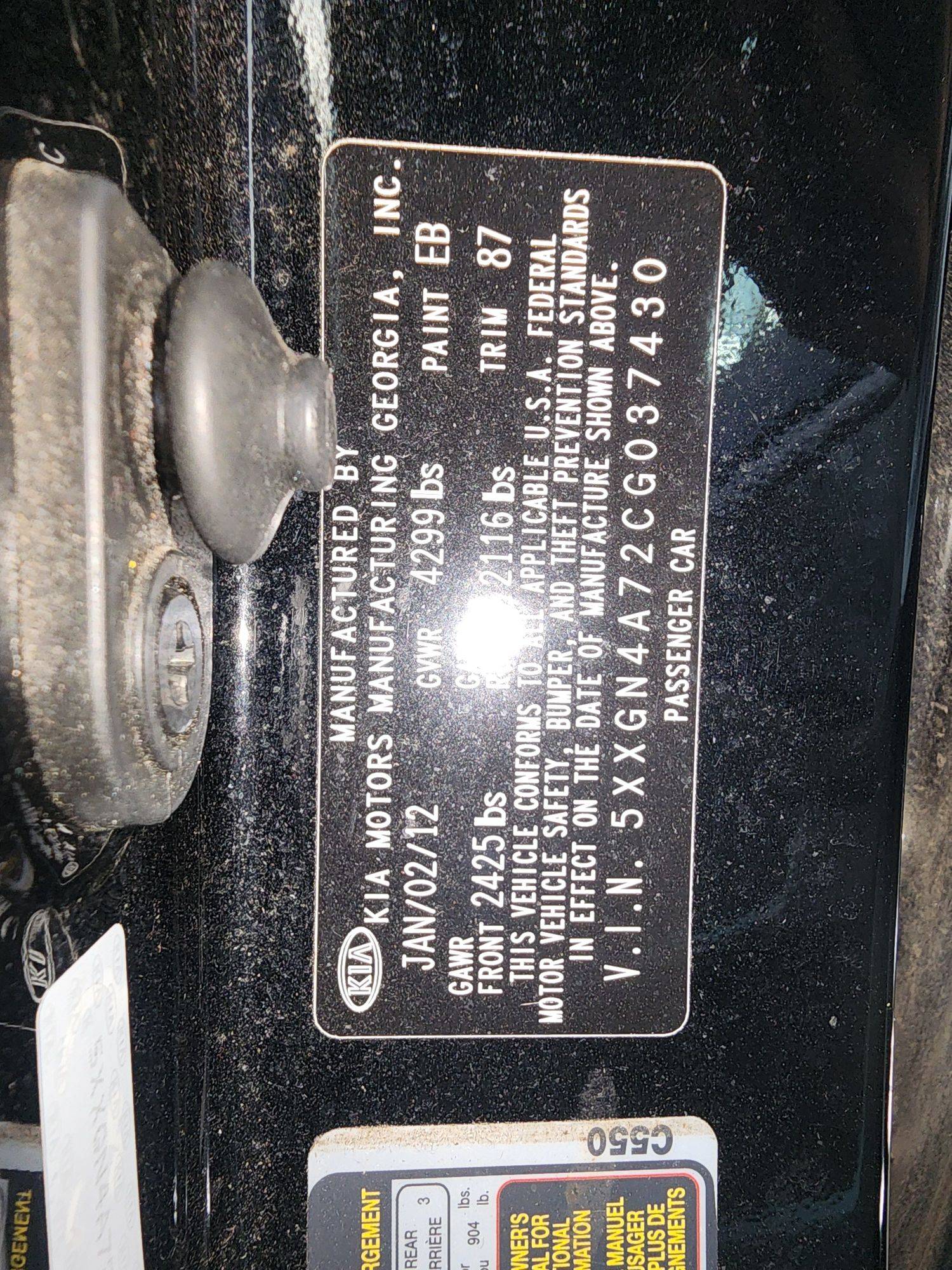 2012 KIA OPTIMA — 191632 Miles — Lot G037430 — Main - Marhaba Auctions Used Cars - Image 7