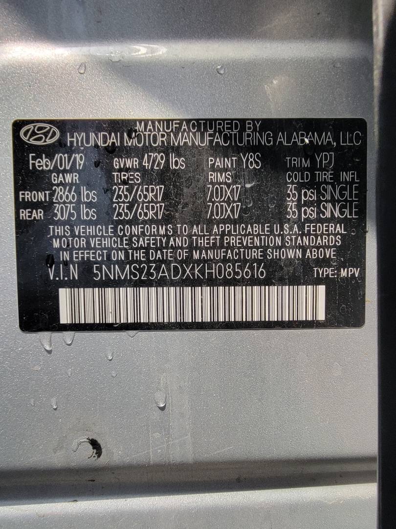 2019 HYUNDAI SANTA FE — 101520 Miles — Lot H085616 - Marhaba Auctions Used Cars - Image 10
