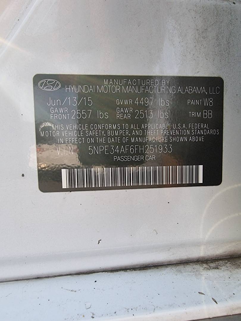 2015 HYUNDAI SONATA — 114804 Miles — Lot 125487 — Ind. 12 - Marhaba Auctions Used Cars - Image 8