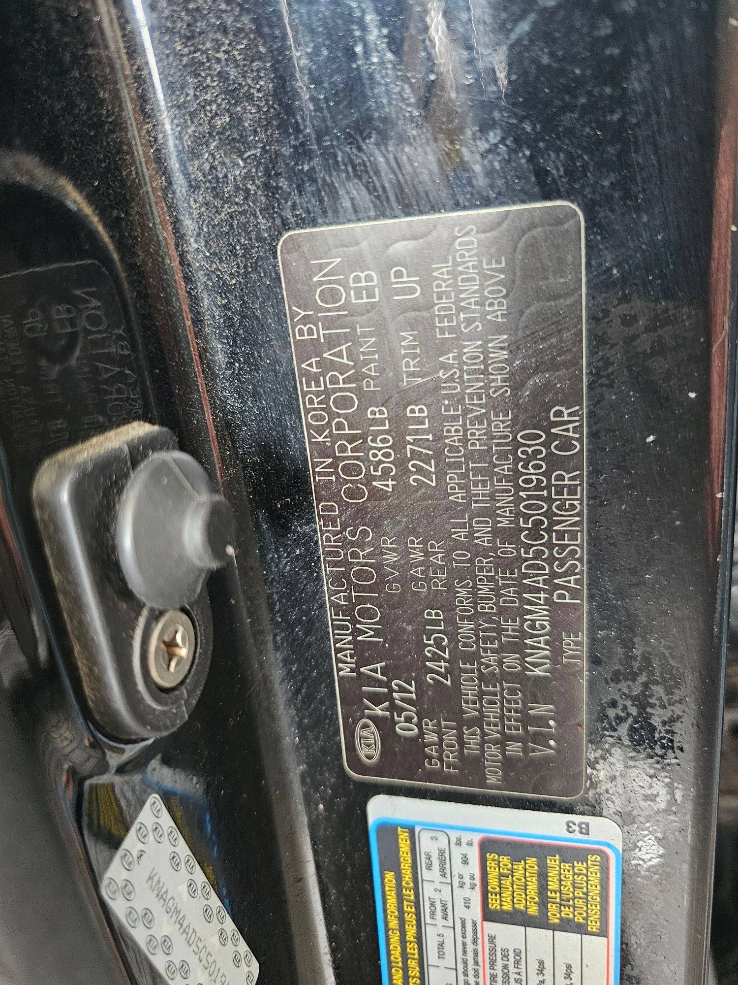 2012 KIA OPTIMA — 197049 Miles — Lot AD5C5019630 — Main - Marhaba Auctions Used Cars - Image 9