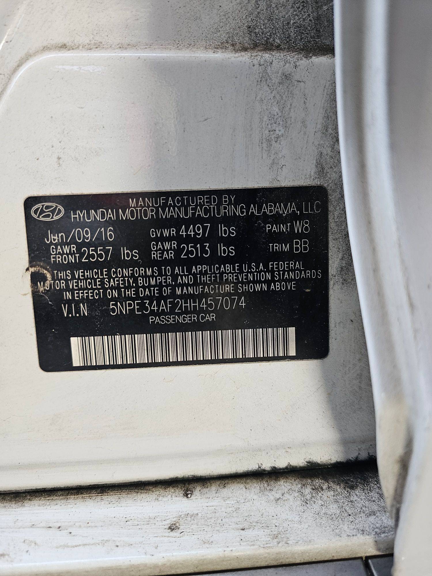 2017 HYUNDAI SONATA — 170703 Miles — Lot F2HH457074 — Souq - Marhaba Auctions Used Cars - Image 9