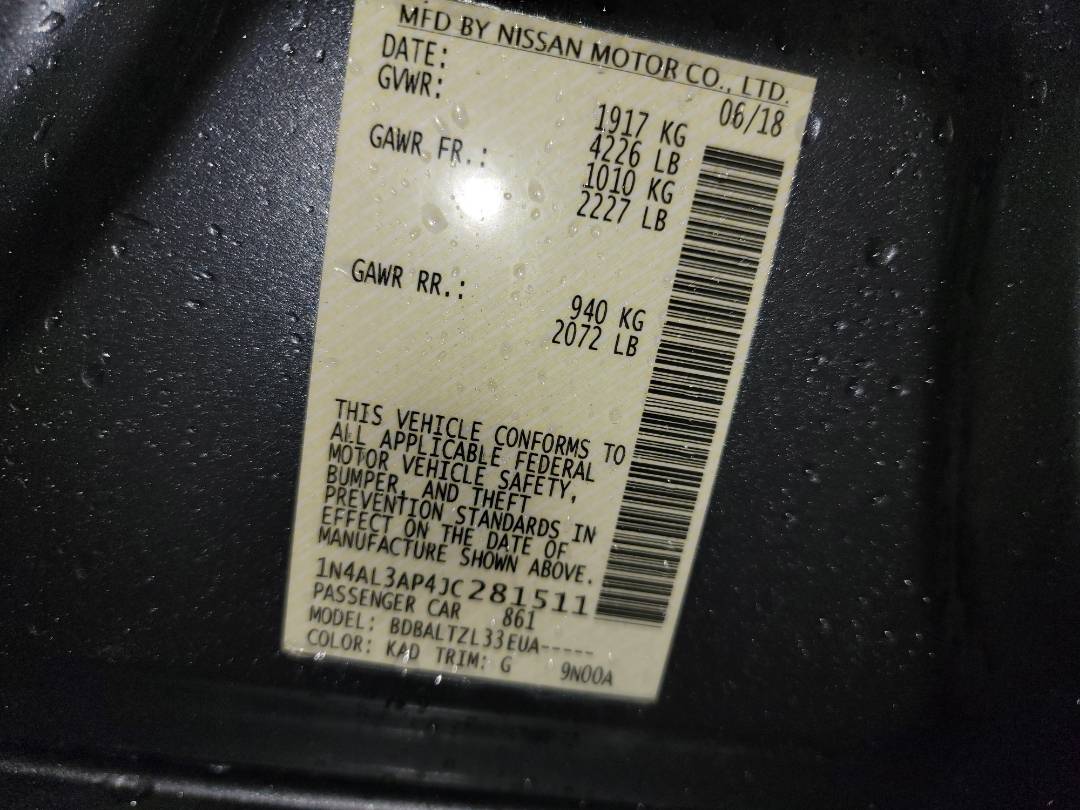 2018 NISSAN ALTIMA — 76856 Miles — Lot 73414333 - Marhaba Auctions Used Cars - Image 9