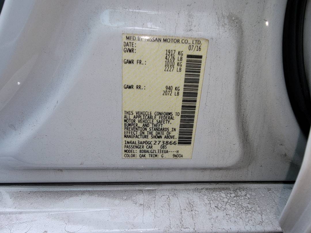 2016 NISSAN ALTIMA — 122185 Miles — Lot 38254380 - Marhaba Auctions Used Cars - Image 8