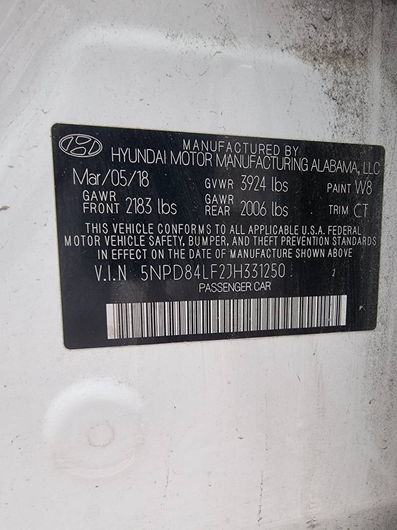 2018 HYUNDAI ELANTRA — 90234 Miles — Lot H331250 — Ind. 12 - Marhaba Auctions Used Cars - Image 8