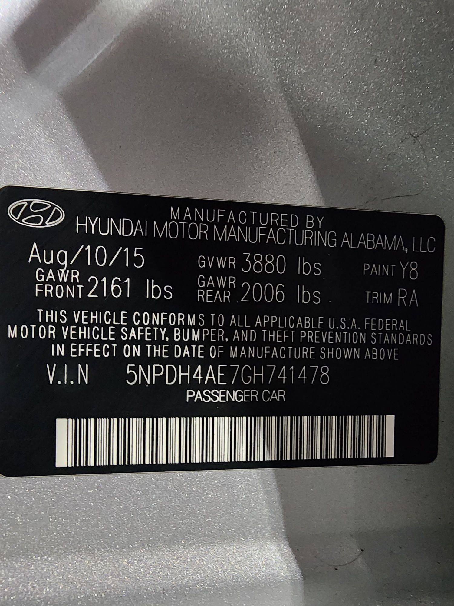 2016 HYUNDAI ELANTRA — 177715 Miles — Lot 741478 — Al Quoz - Marhaba Auctions Used Cars - Image 10