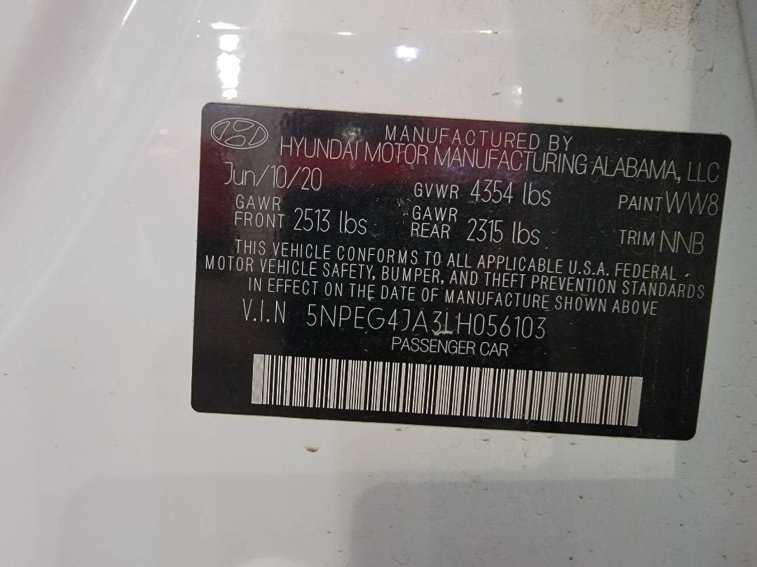 2020 HYUNDAI SONATA — 51519 Miles — Lot H056103 — Main - Marhaba Auctions Used Cars - Image 9