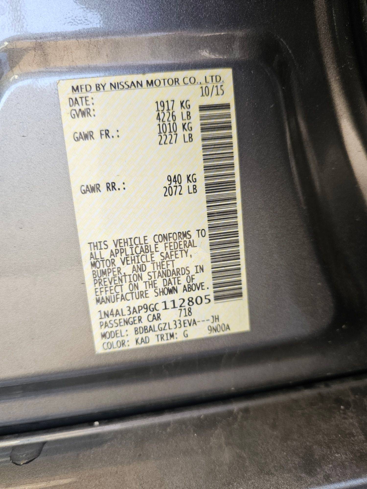 NISSAN ALTIMA 2016 - Marhaba Auction Used Cars - Image 9