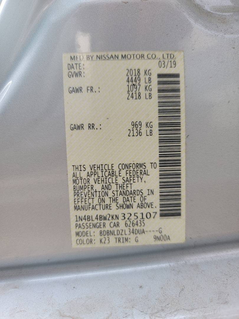 2019 NISSAN ALTIMA — 30191 Miles — Lot KN325107 - Marhaba Auctions Used Cars - Image 9