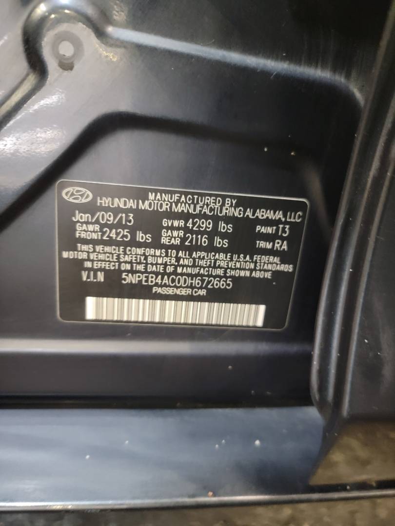 2013 HYUNDAI SONATA — 103983 Miles — Lot 672665 — Main - Marhaba Auctions Used Cars - Image 9