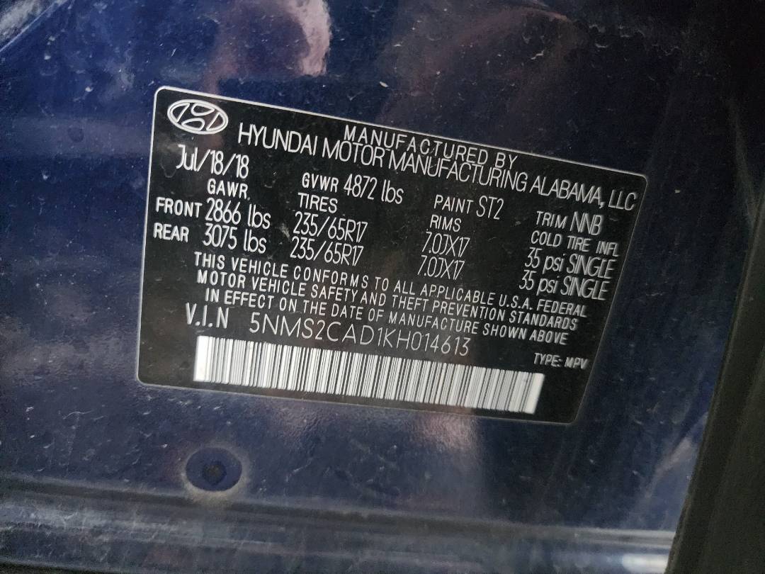 2019 HYUNDAI SANTA FE — 206021 Miles — Lot H014613 - Marhaba Auctions Used Cars - Image 4