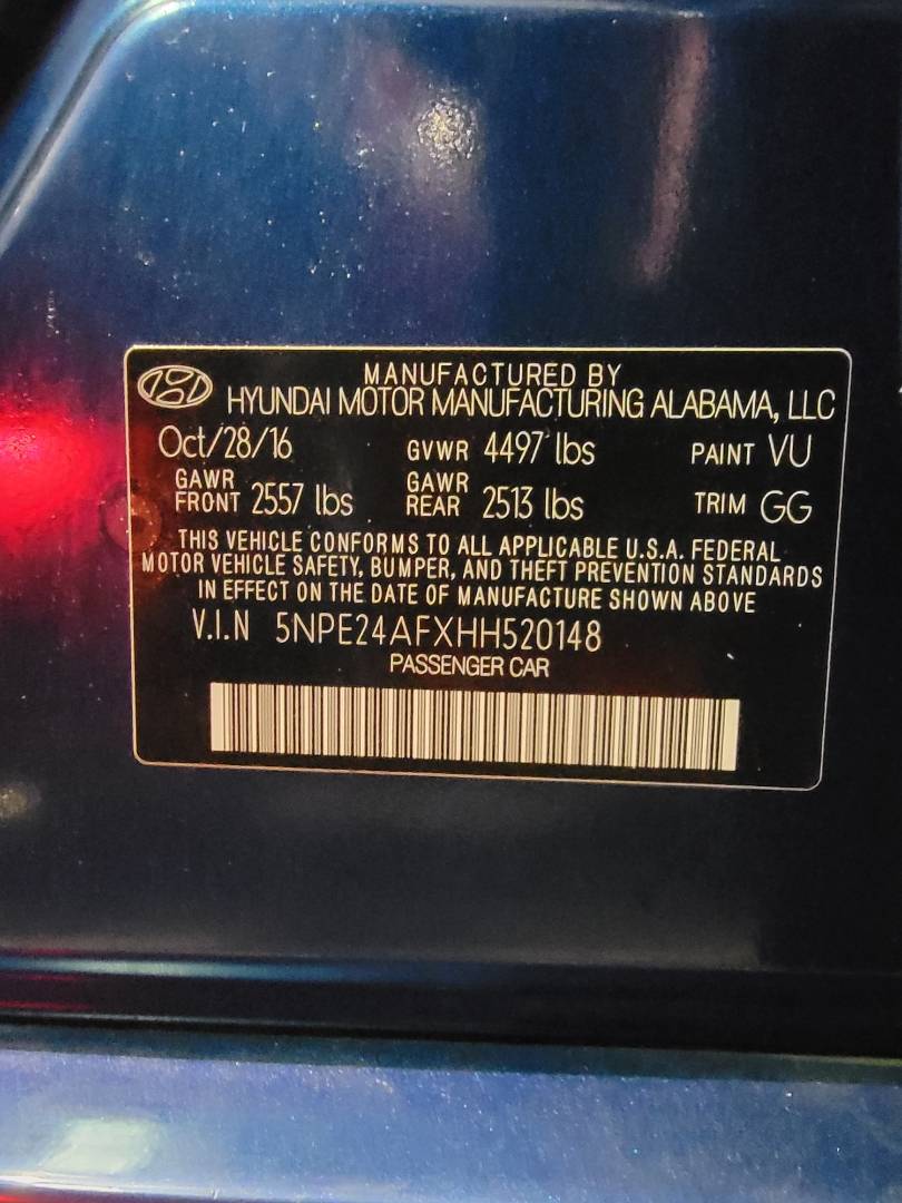 2017 HYUNDAI SONATA — 98593 Miles — Lot XHH520148 — Main - Marhaba Auctions Used Cars - Image 10