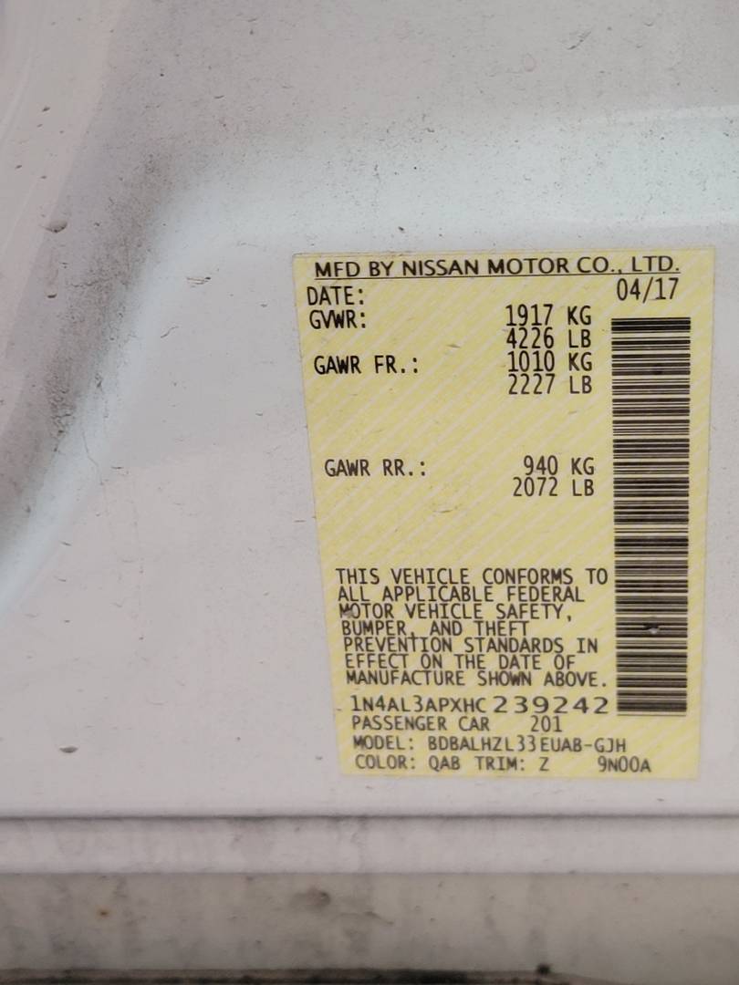 2017 NISSAN ALTIMA — 118209 Miles — Lot HC239242 — Main - Marhaba Auctions Used Cars - Image 9