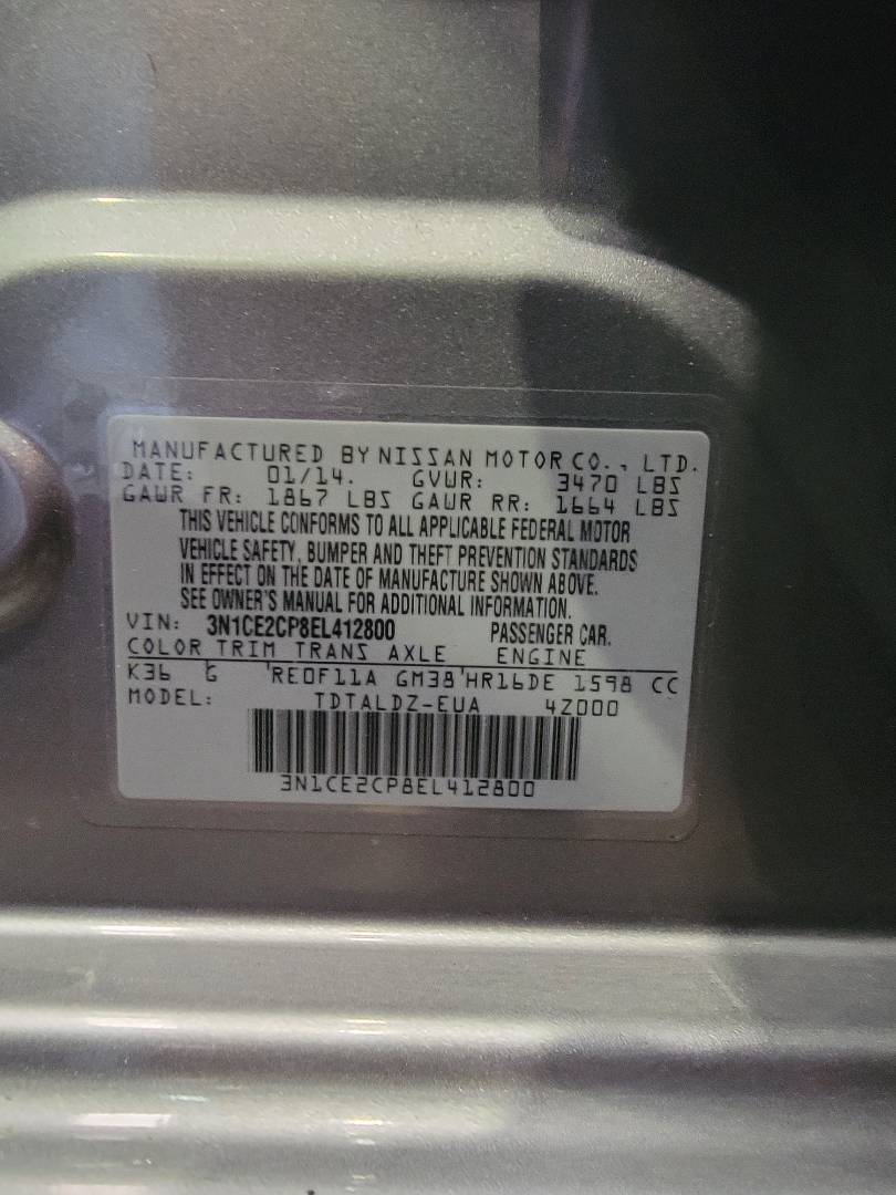 2014 NISSAN VERSA NOTE — 108636 Miles — Lot 412800 — Main - Marhaba Auctions Used Cars - Image 10