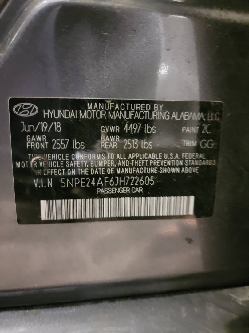 2018 HYUNDAI SONATA — 131554 Miles — Lot 38511238 — Main - Marhaba Auctions Used Cars - Image 9