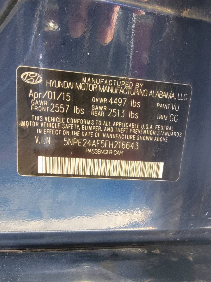 2015 HYUNDAI SONATA — 104991 Miles — Lot 59627633 — Main - Marhaba Auctions Used Cars - Image 10