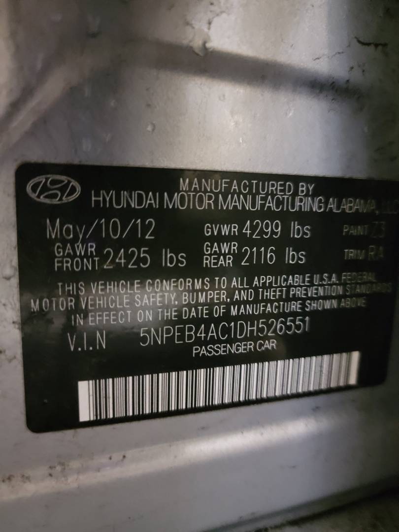 2013 HYUNDAI SONATA — 154477 Miles — Lot H526551 — Main - Marhaba Auctions Used Cars - Image 8