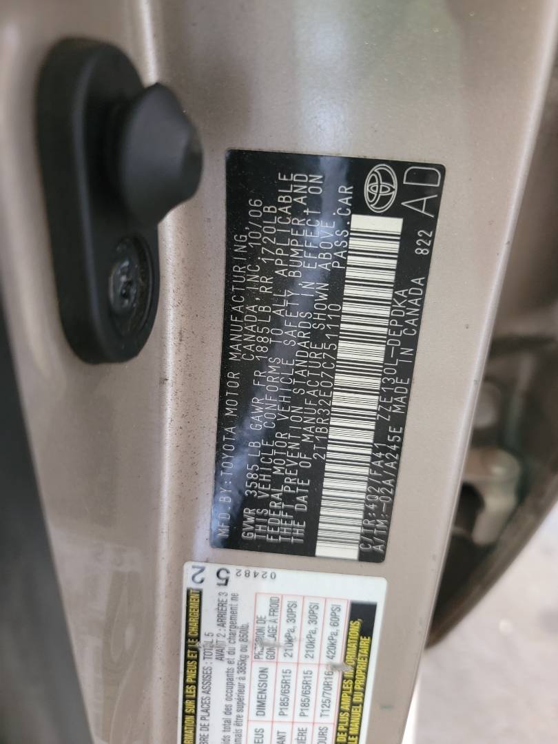 2007 TOYOTA COROLLA — 154714 Miles — Lot C751110 — Main - Marhaba Auctions Used Cars - Image 9