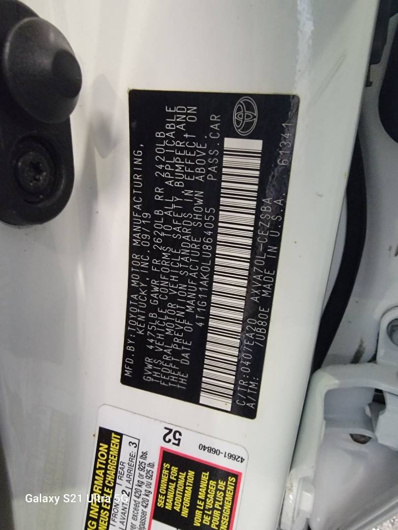 2020 TOYOTA CAMRY — 191055 Miles — Lot U864055 — Main - Marhaba Auctions Used Cars - Image 9