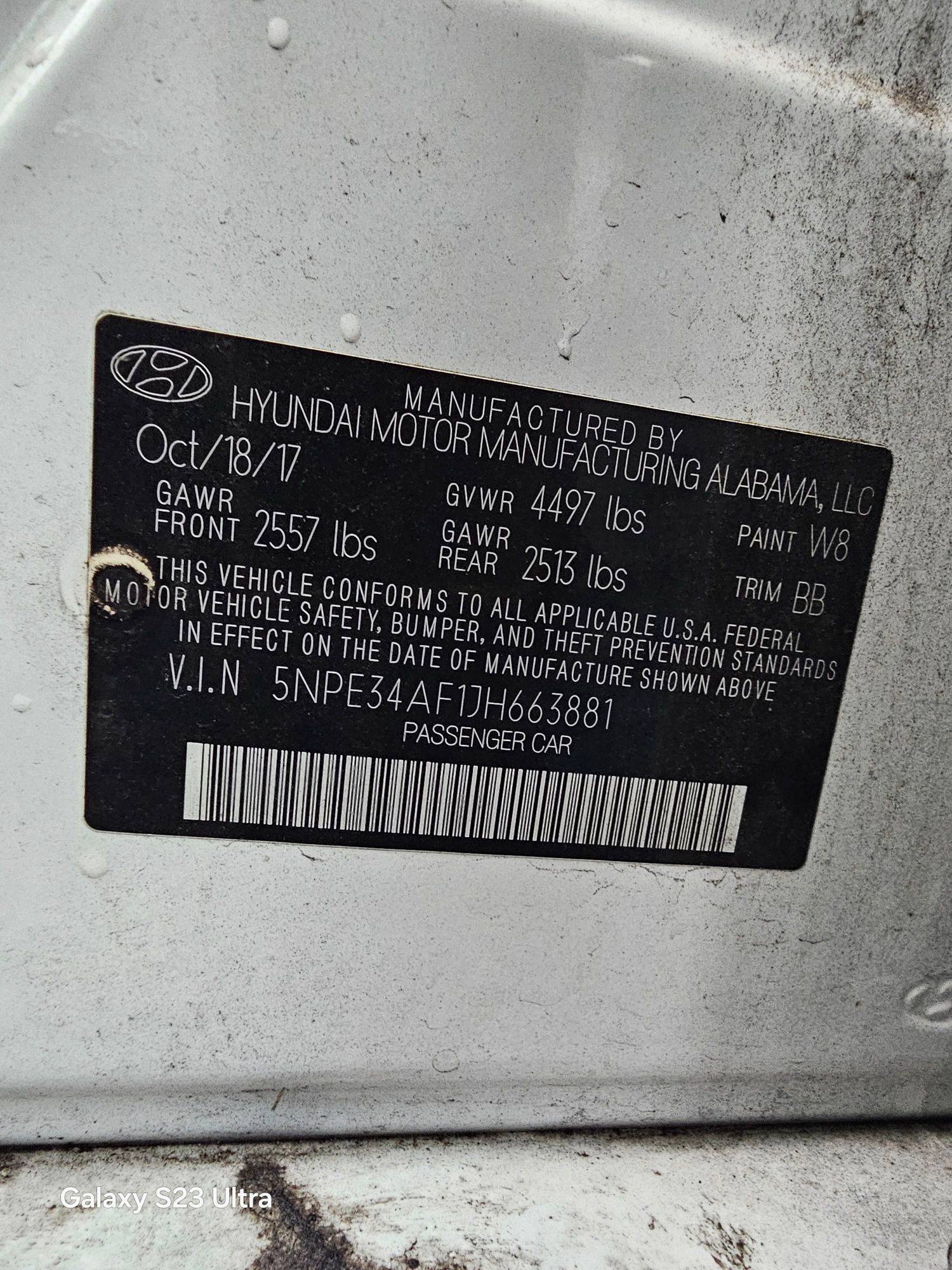 2018 HYUNDAI SONATA — 96938 Miles — Lot 43759122 — Main - Marhaba Auctions Used Cars - Image 9