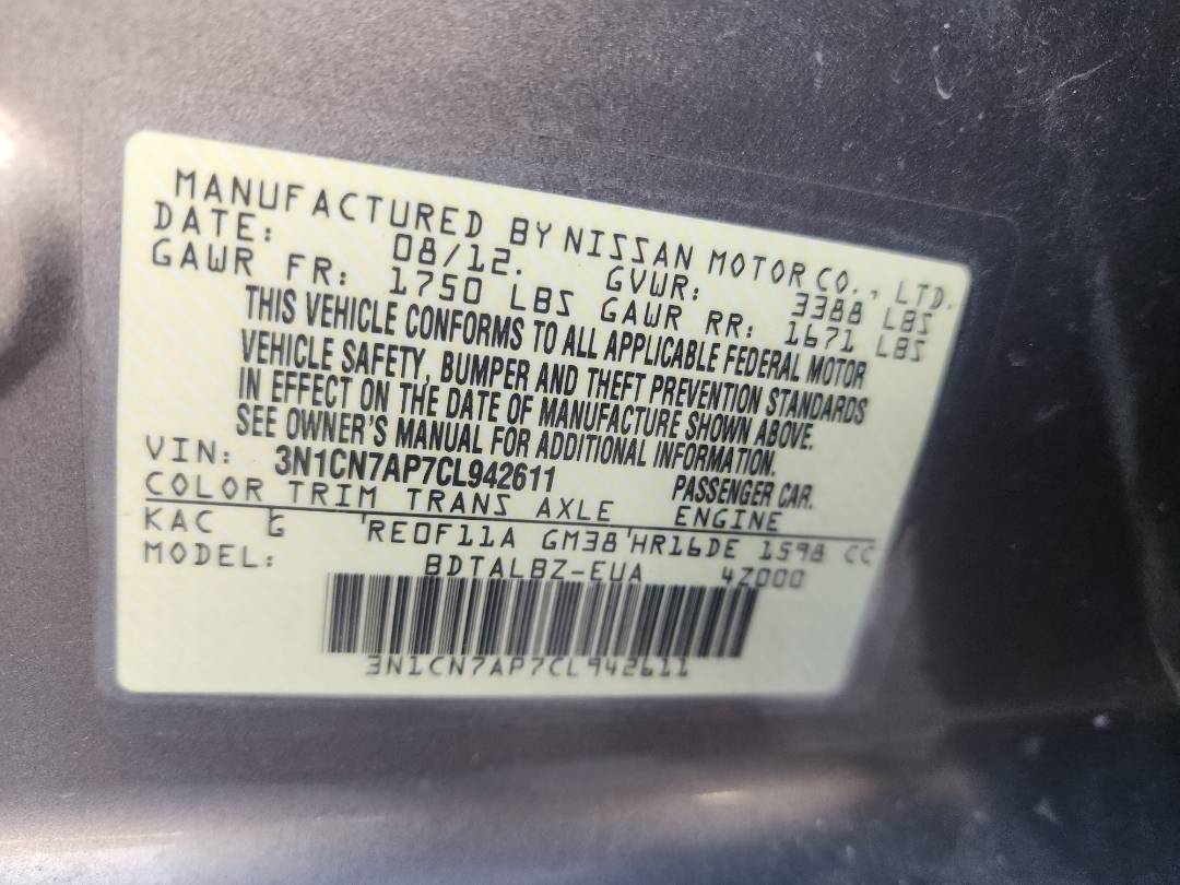 2012 NISSAN VERSA — 130815 Miles — Lot 39030787 — Souq - Marhaba Auctions Used Cars - Image 4