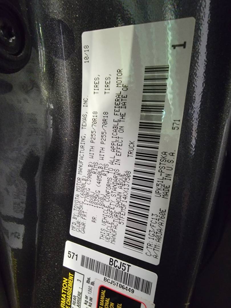 2019 TOYOTA TUNDRA — 134387 Miles — Lot X137508 — Main - Marhaba Auctions Used Cars - Image 10