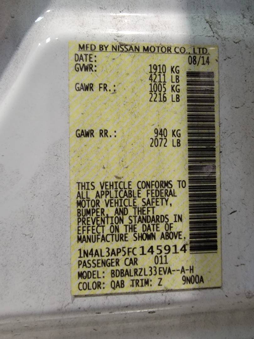 2015 NISSAN ALTIMA — 166572 Miles — Lot 45364904 - Marhaba Auctions Used Cars - Image 10