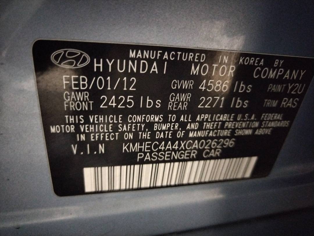 2012 HYUNDAI SONATA — 115758 Miles — Lot 71910463 - Marhaba Auctions Used Cars - Image 10