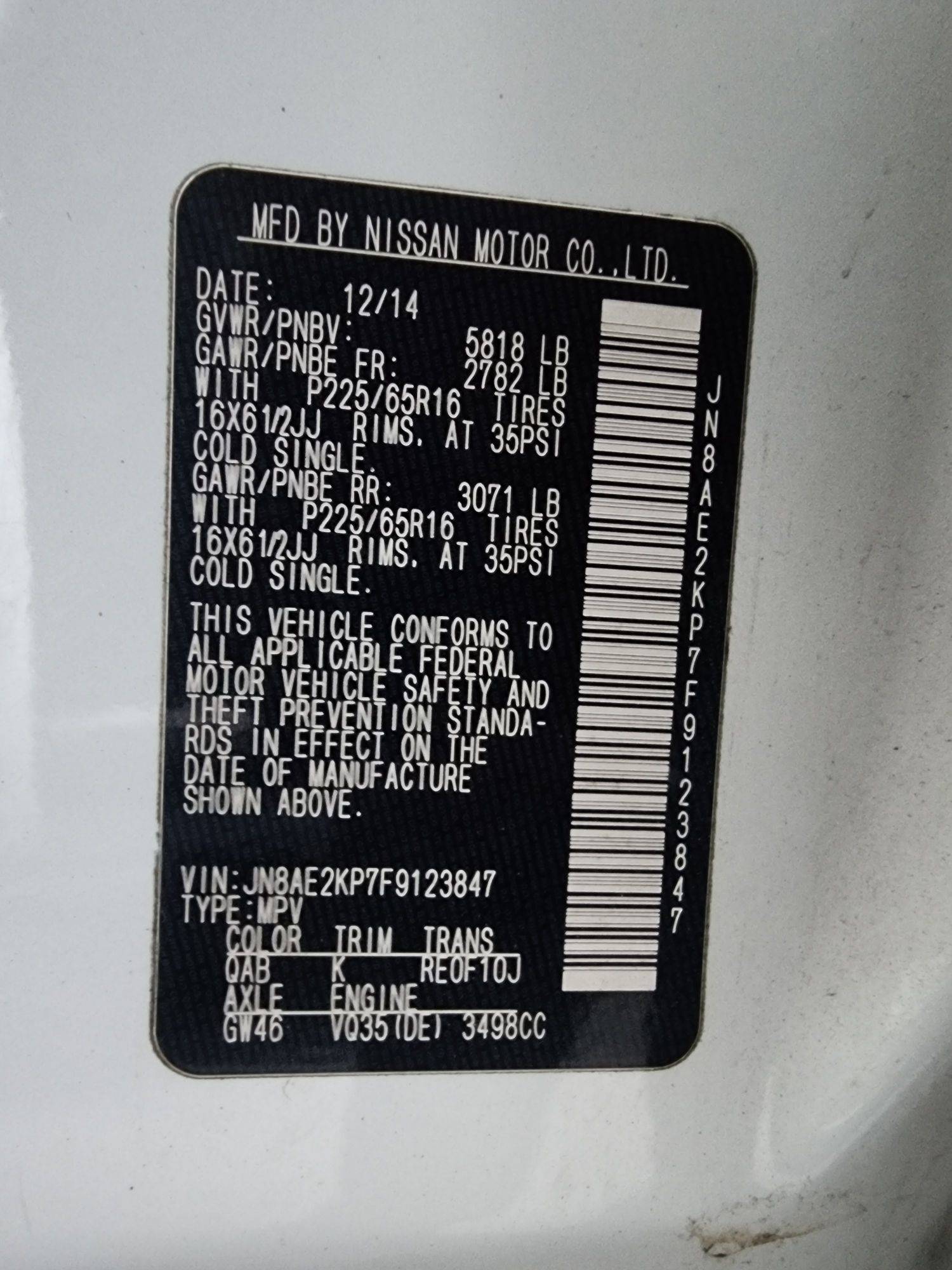 NISSAN QUEST 2015 - Marhaba Auction Used Cars - Image 10