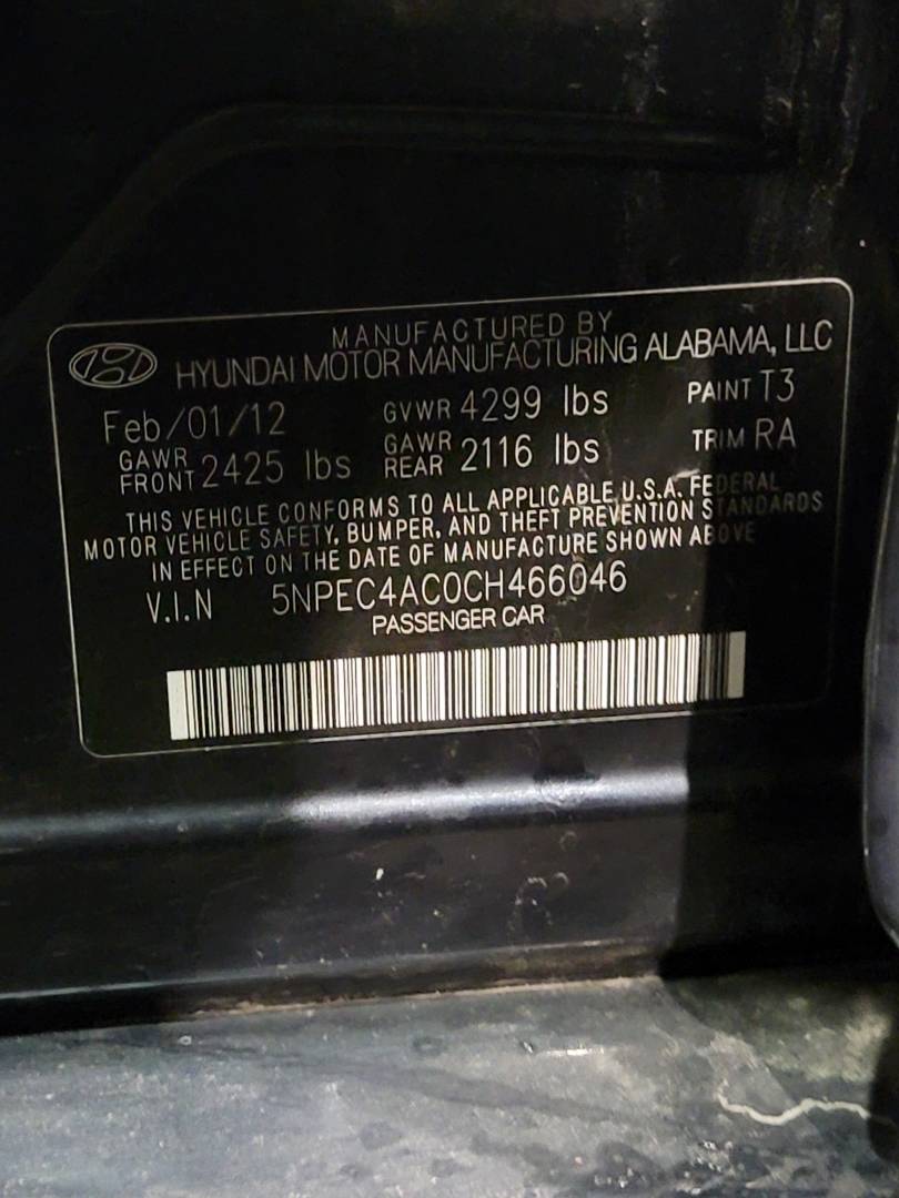 2012 HYUNDAI SONATA — 162490 Miles — Lot CH466046 — Main - Marhaba Auctions Used Cars - Image 11