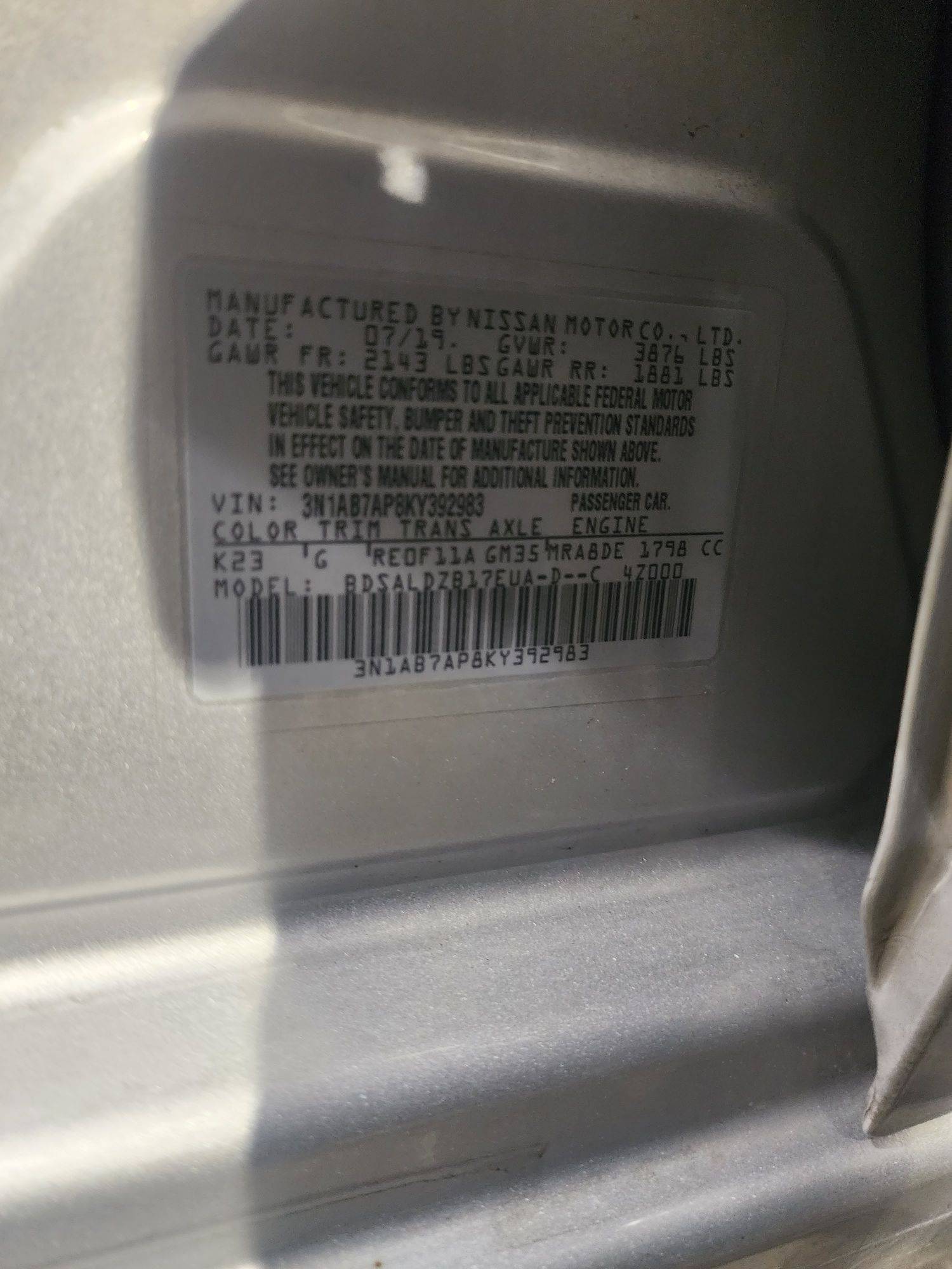 2019 NISSAN SENTRA — 52810 Miles — Lot 70718703 - Marhaba Auctions Used Cars - Image 10