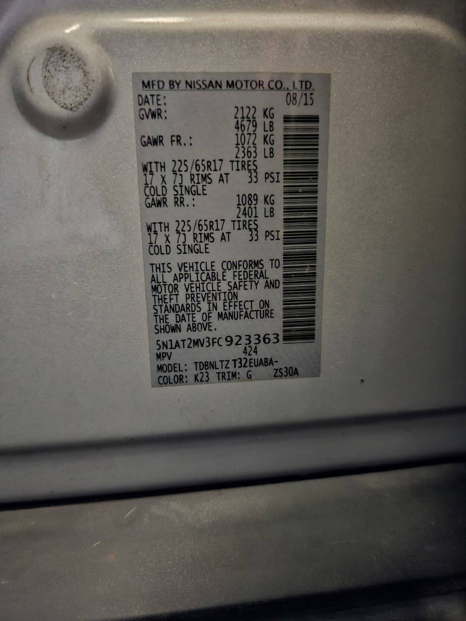 2015 NISSAN ROGUE — 203111 Miles — Lot FC923363 — Main - Marhaba Auctions Used Cars - Image 10