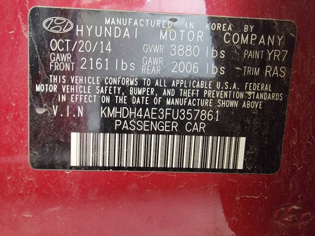 2015 HYUNDAI ELANTRA — 120406 Miles — Lot U357861 — Main - Marhaba Auctions Used Cars - Image 8