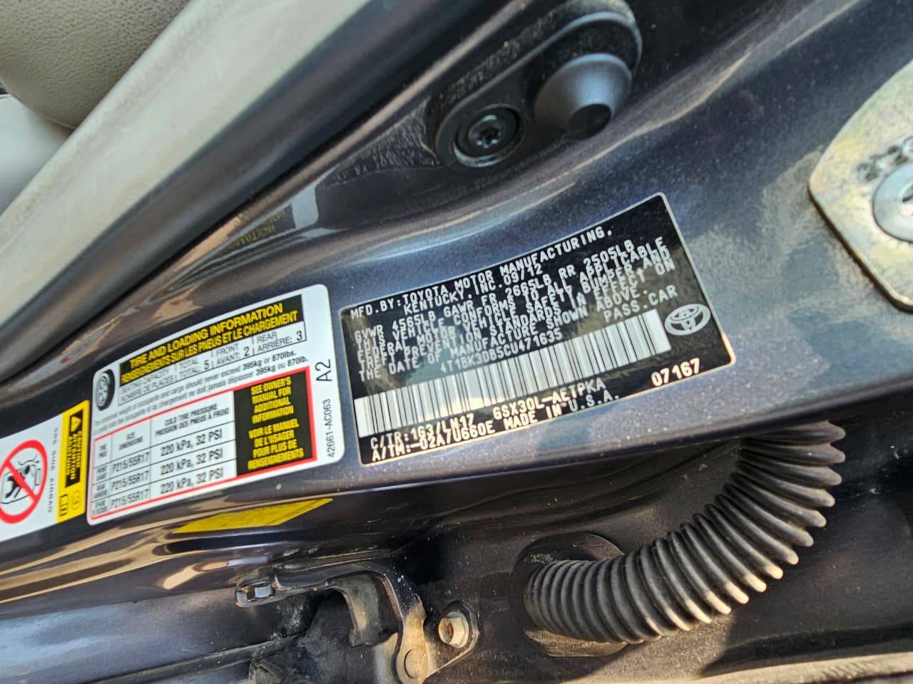 2012 TOYOTA AVALON — 259883 Miles — Lot CU471635 — Main - Marhaba Auctions Used Cars - Image 9