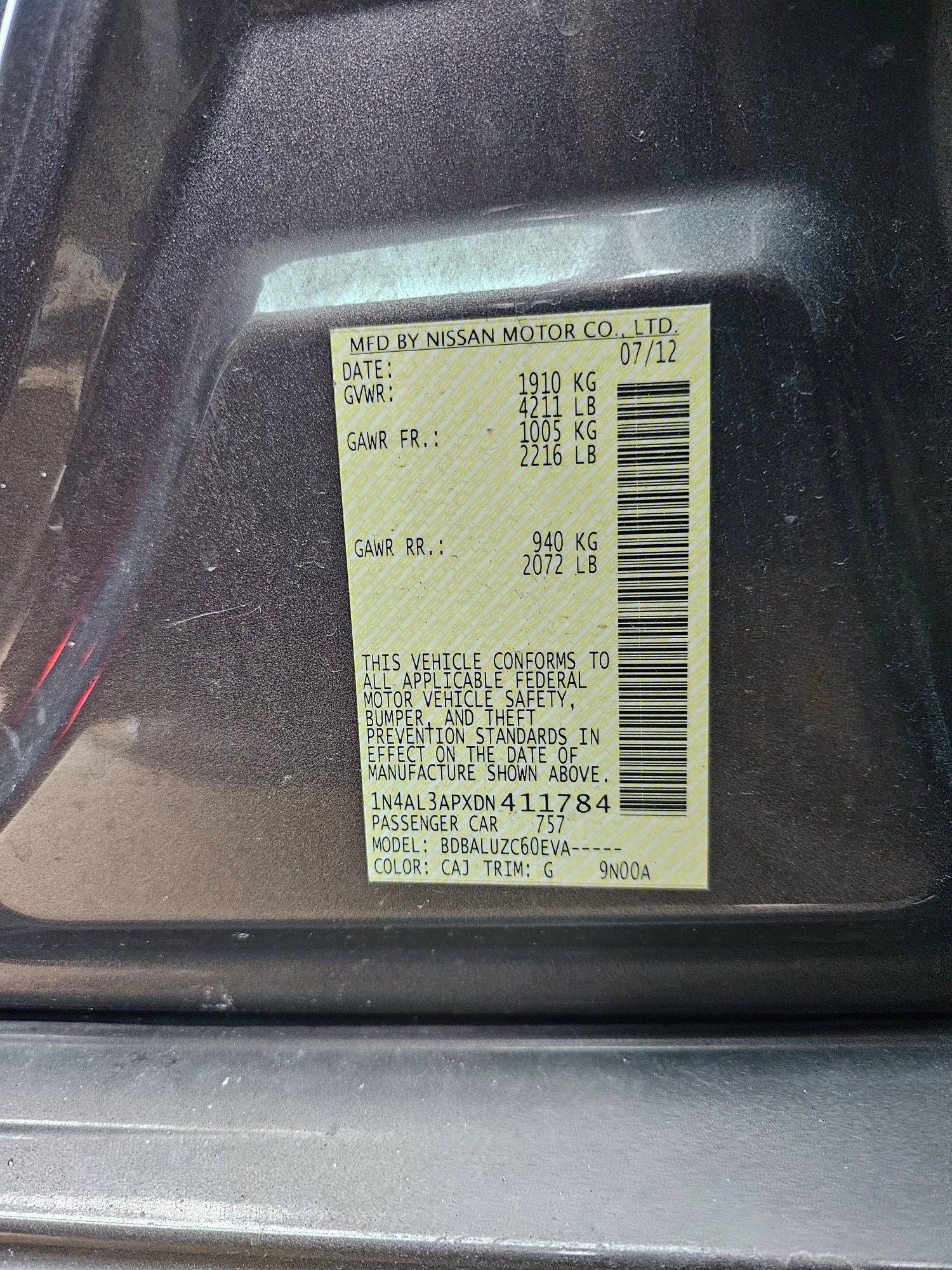 2013 NISSAN ALTIMA — 157414 Miles — Lot XDN411784 — Souq - Marhaba Auctions Used Cars - Image 7