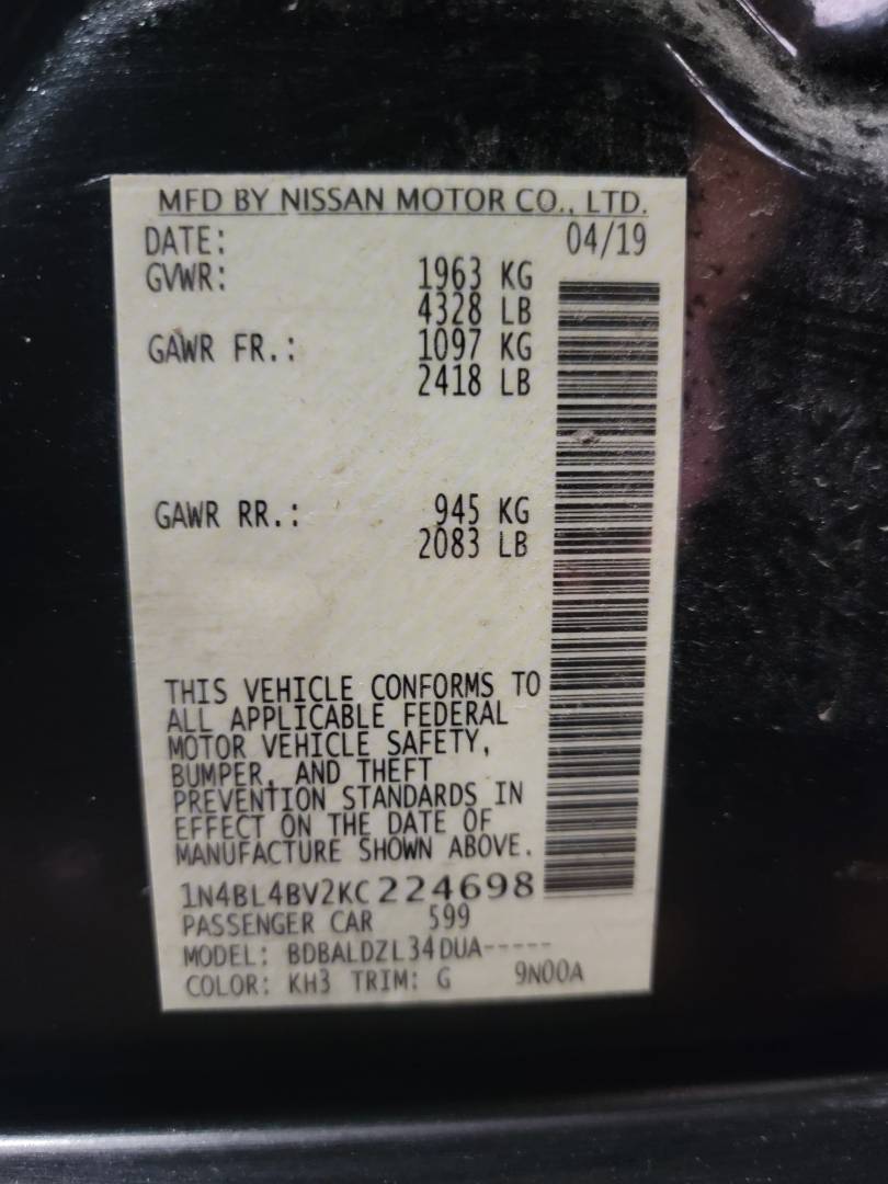 2019 NISSAN ALTIMA — 90969 Miles — Lot 37841846 - Marhaba Auctions Used Cars - Image 9
