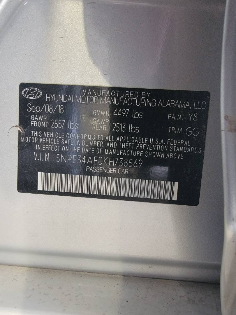 2019 HYUNDAI SONATA — 72203 Miles — Lot 0KH738569 — Main - Marhaba Auctions Used Cars - Image 10