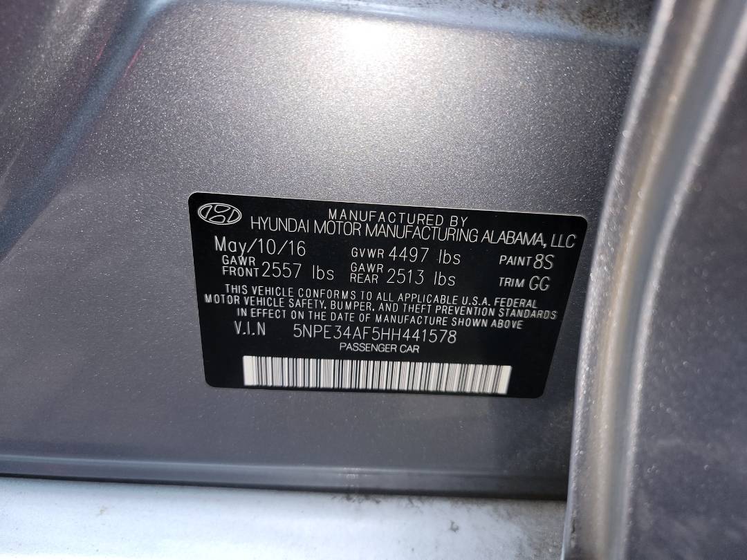 2017 HYUNDAI SONATA — 127298 Miles — Lot 80015123 - Marhaba Auctions Used Cars - Image 9