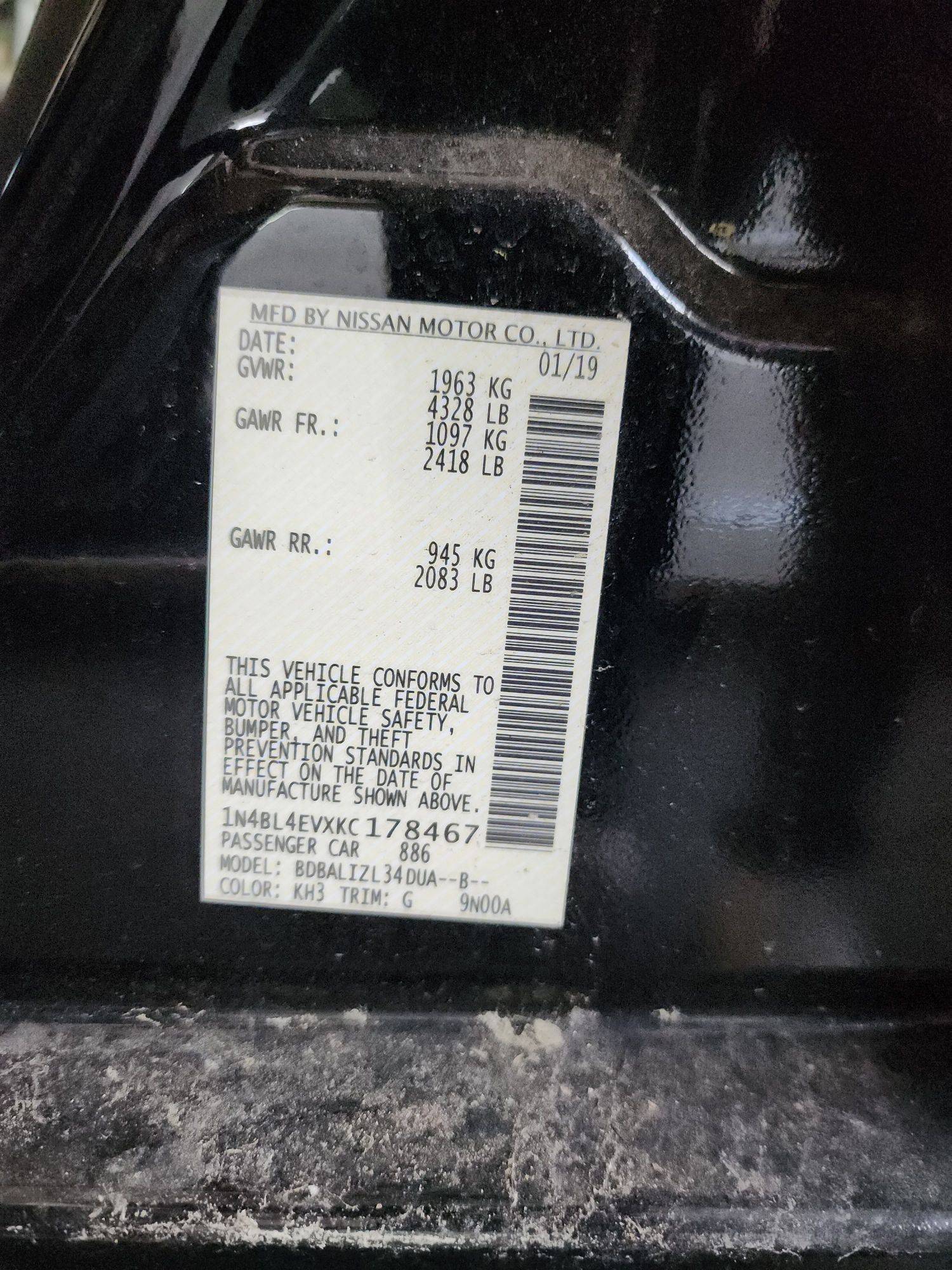 2019 NISSAN ALTIMA — 163579 Miles — Lot 1004330 — Main - Marhaba Auctions Used Cars - Image 11