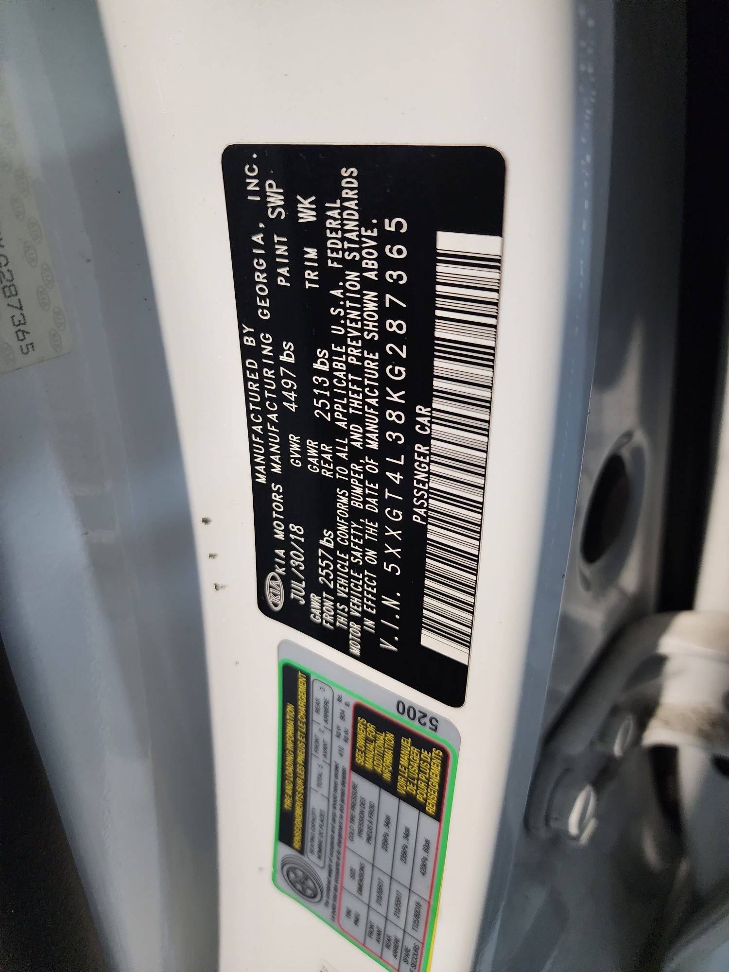 KIA OPTIMA 2019 - Marhaba Auction Used Cars - Image 10